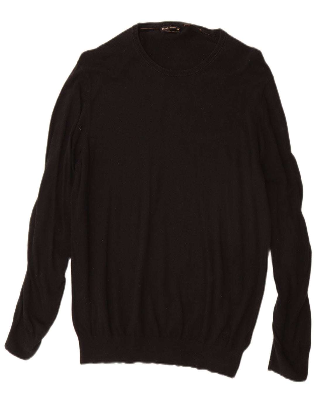 Massimo Dutti Mens Boat Neck Jumper Sweater Small Black Cotton