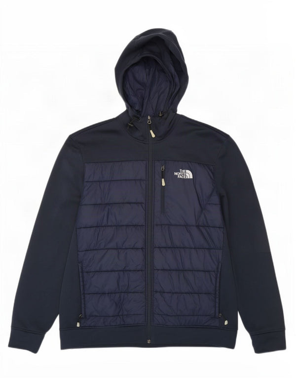 The North Face Mens Zip Hoodie Sweater Large Navy Blue Polyester