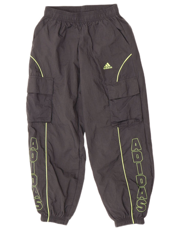 Adidas Boys Graphic Tracksuit Trousers Joggers 9-10 Years W23 L25 Grey