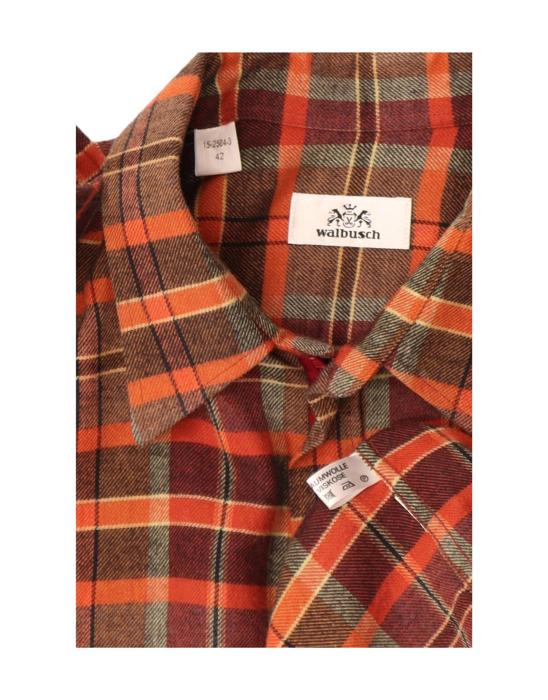 Walbusch Mens Flannel Shirt Size 42 Large Multicoloured Check Cotton