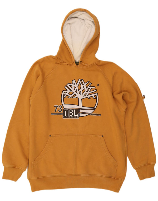 Timberland Mens Graphic Hoodie Jumper Large Yellow Cotton