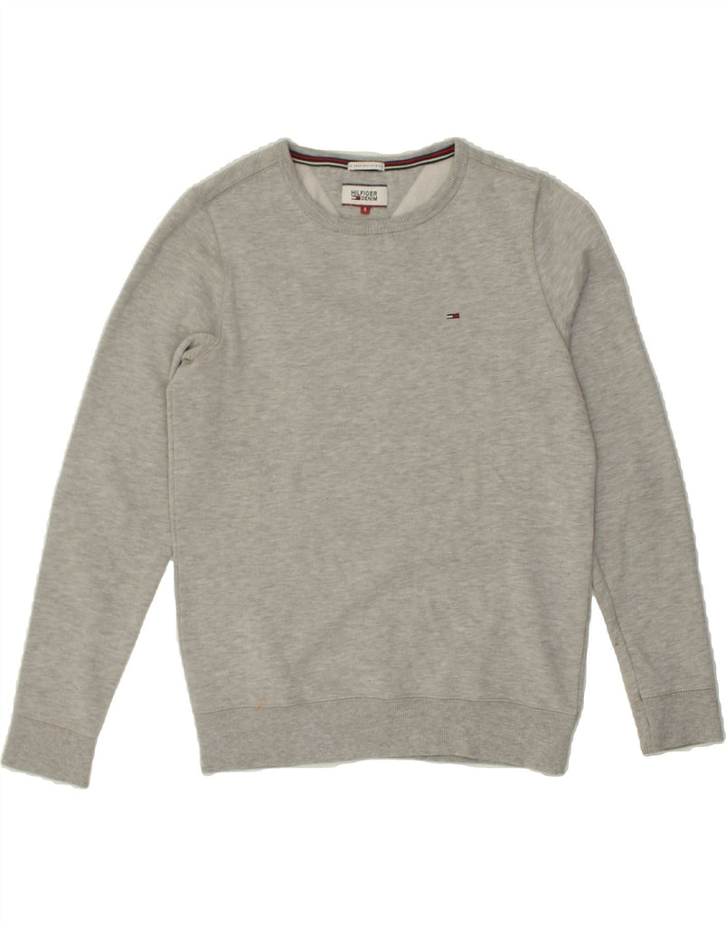 TOMMY HILFIGER Mens Sweatshirt Jumper Small Grey Flecked Cotton Vintage Tommy Hilfiger and Second-Hand Tommy Hilfiger from Messina Hembry 