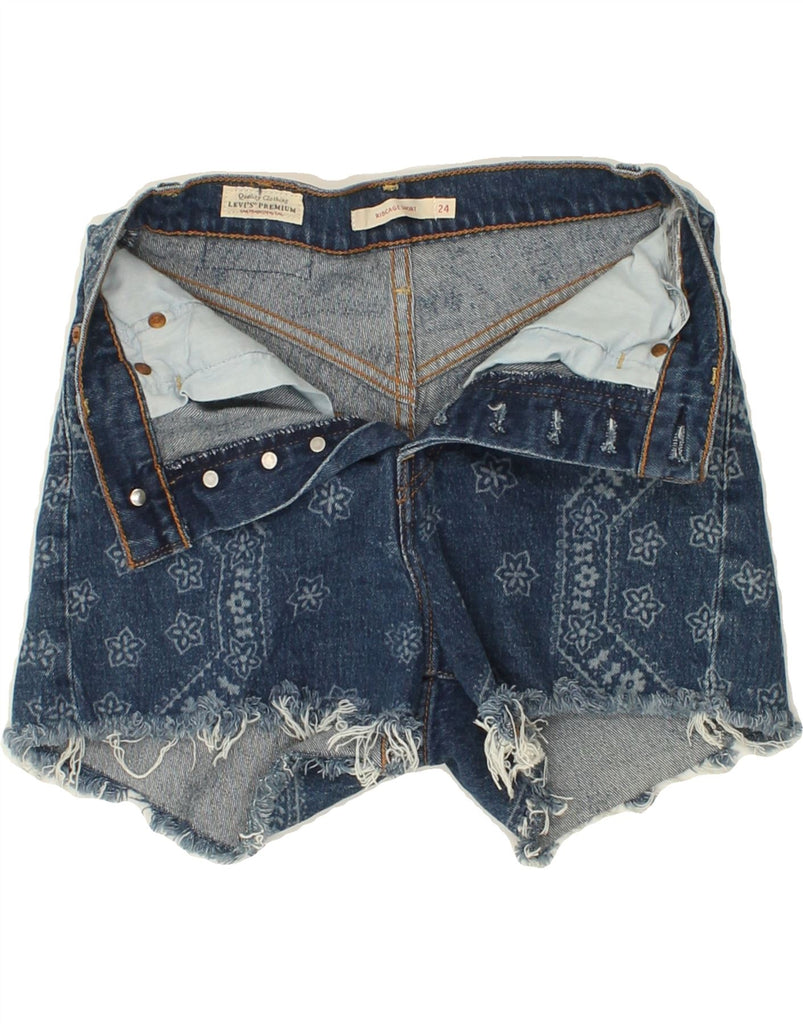 LEVI'S Mens Ribcage Denim Shorts W24 XS Blue Paisley Cotton Vintage Levi's and Second-Hand Levi's from Messina Hembry 