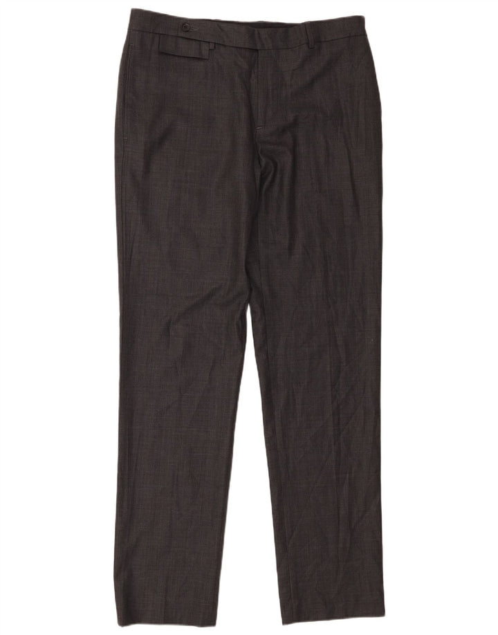 Zara Mens Straight Suit Trousers EU 44 Large W34 L34 Grey Wool
