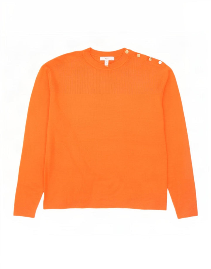 Marks & Spencer Womens Boat Neck Jumper Sweater UK 14 Medium Orange Viscose