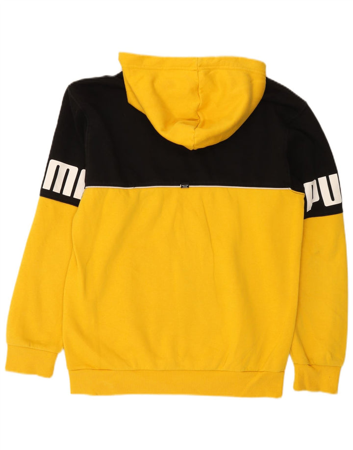 Puma Mens Graphic Hoodie Jumper Small Yellow Colourblock