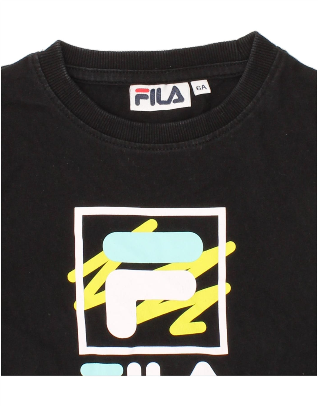 FILA Boys Graphic T-Shirt Top 5-6 Years Black Cotton Vintage Fila and Second-Hand Fila from Messina Hembry 