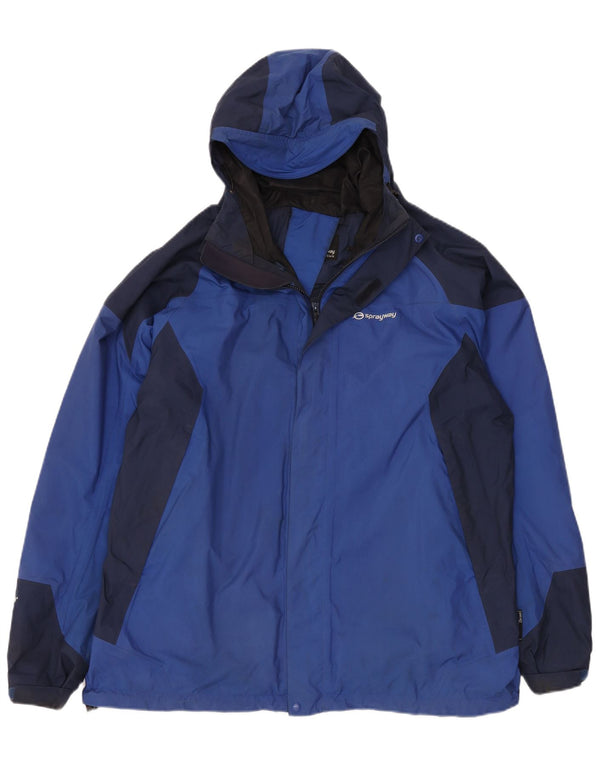SPRAYWAY Mens Hooded Rain Jacket UK 42 XL Blue Colourblock Nylon