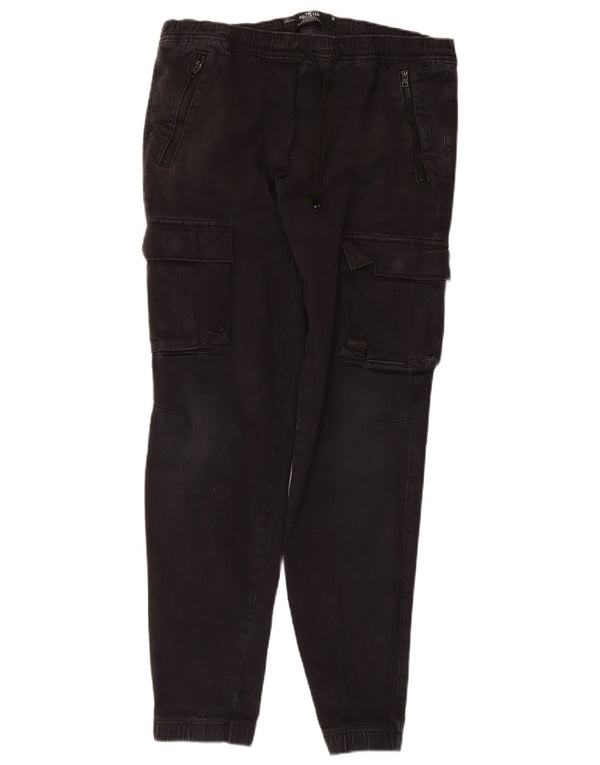 Hollister Mens Skinny Joggers Cargo Trousers Medium W32 L28 Black Cotton