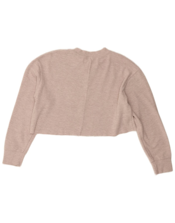 Zara Womens Crop Top Long Sleeve UK 14 Medium Beige Polyester