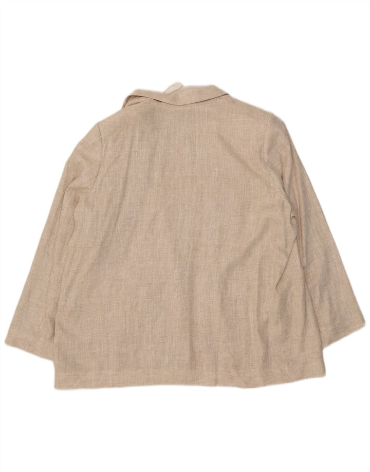 MARKS & SPENCER Womens Open Blazer Jacket UK 20 2XL Beige Linen