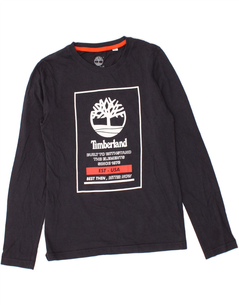 TIMBERLAND Boys Graphic Top Long Sleeve 11-12 Years XS  Navy Blue Cotton Vintage Timberland and Second-Hand Timberland from Messina Hembry 