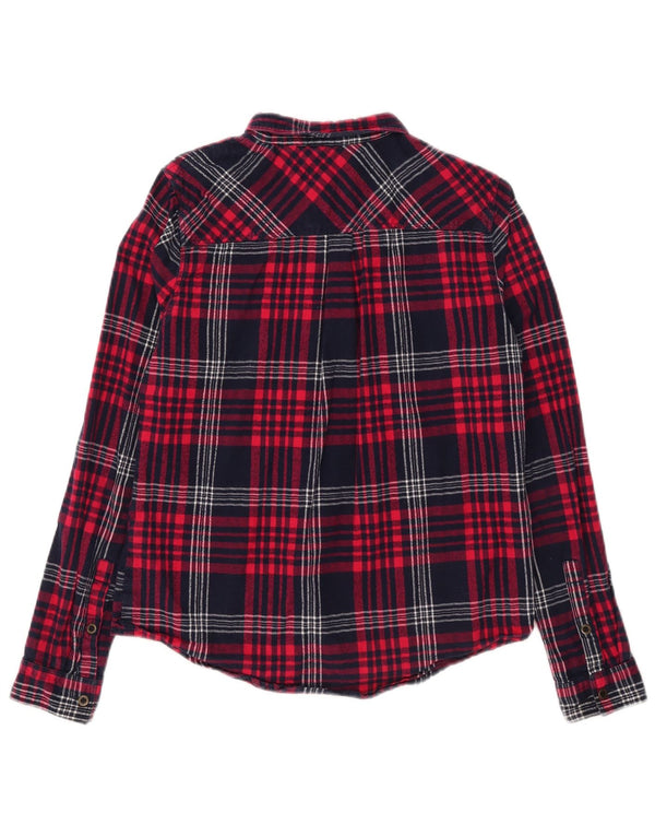 Superdry Womens Flannel Shirt UK 14 Medium Red Check Cotton