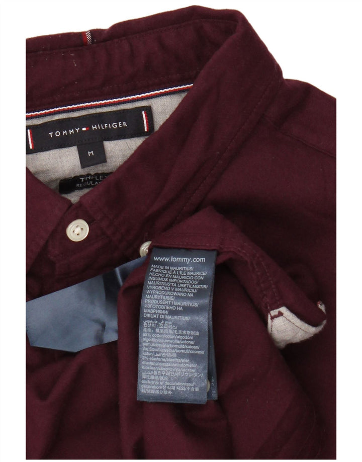 Tommy Hilfiger Mens Regular Fit Shirt Medium Burgundy Cotton