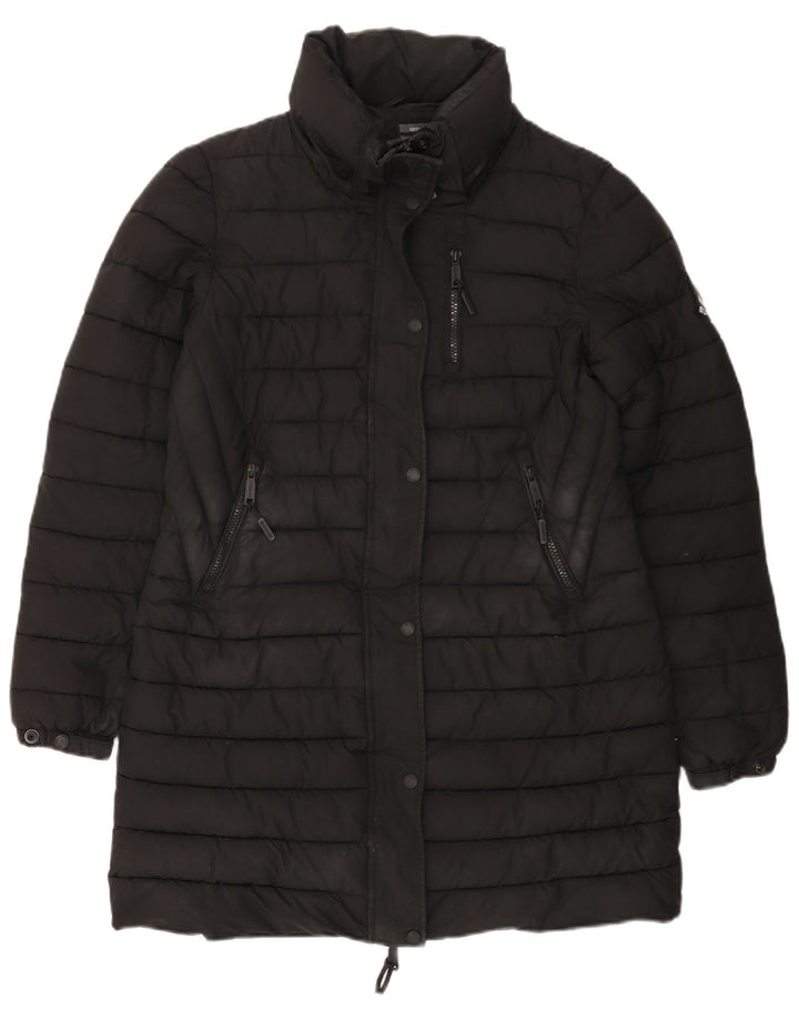 SUPERDRY Womens Padded Coat UK 12 Medium Black Polyester