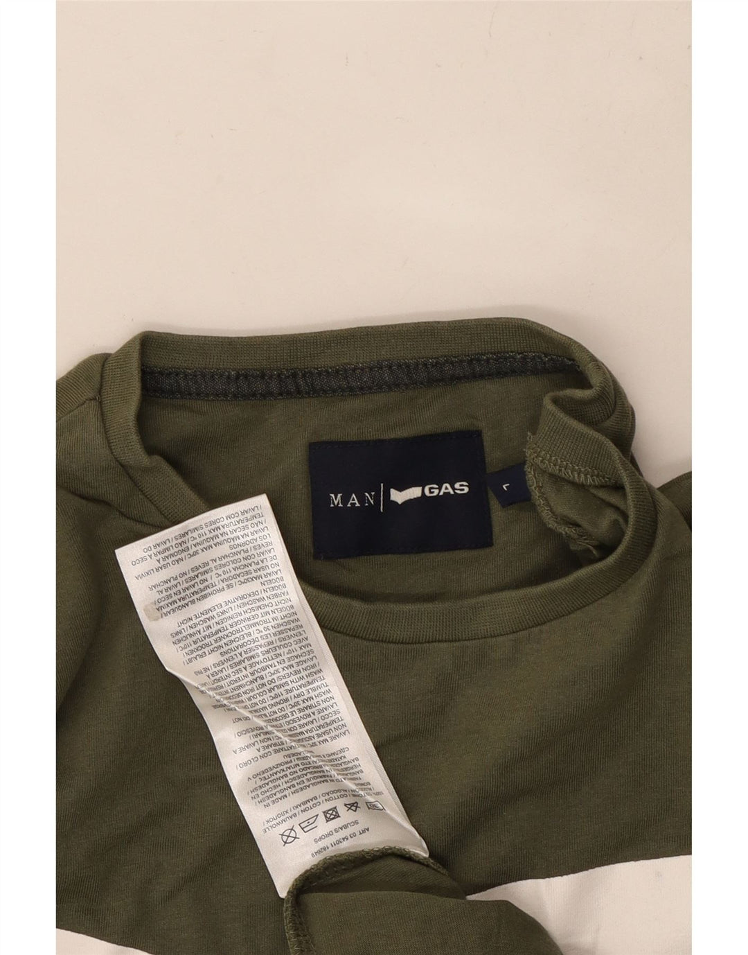 GAS Mens Graphic T-Shirt Top Large Khaki Cotton