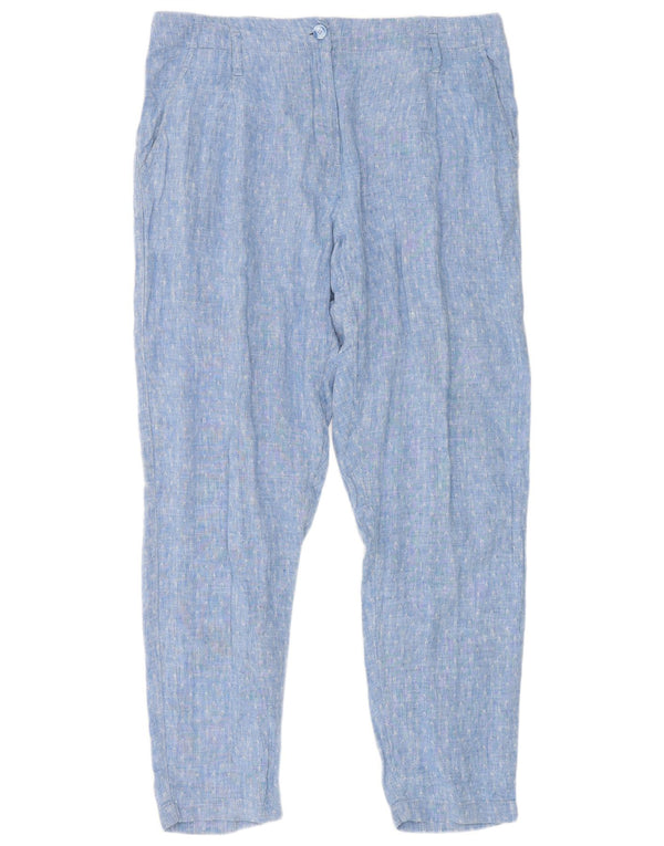Marks & Spencer Womens High Waist Chino Trousers UK 12 Medium W34 L29 Blue