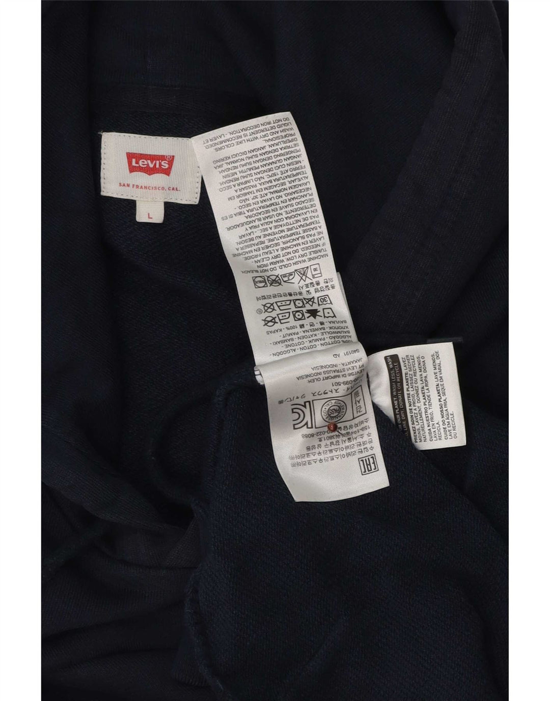 Levi's Mens Graphic Hoodie Jumper Large Navy Blue Cotton
