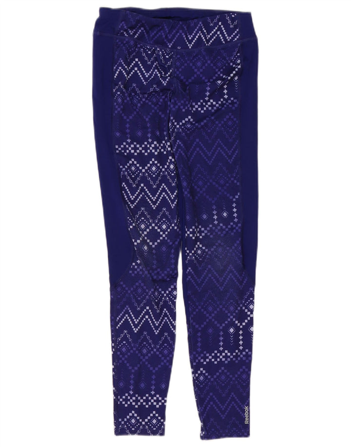 REEBOK Girls Leggings 12-13 Years Large Purple Geometric Polyester