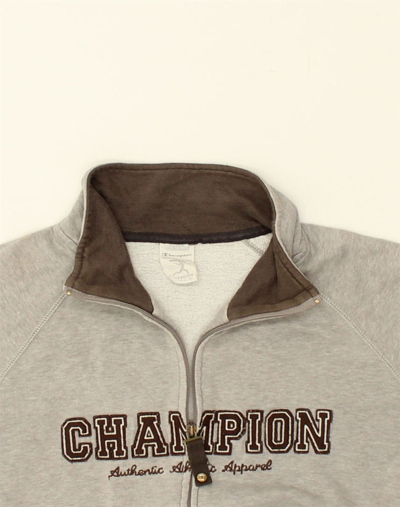 CHAMPION Mens Graphic Tracksuit Top Jacket Medium Grey Cotton | Vintage Champion | Thrift | Second-Hand Champion | Used Clothing | Messina Hembry 