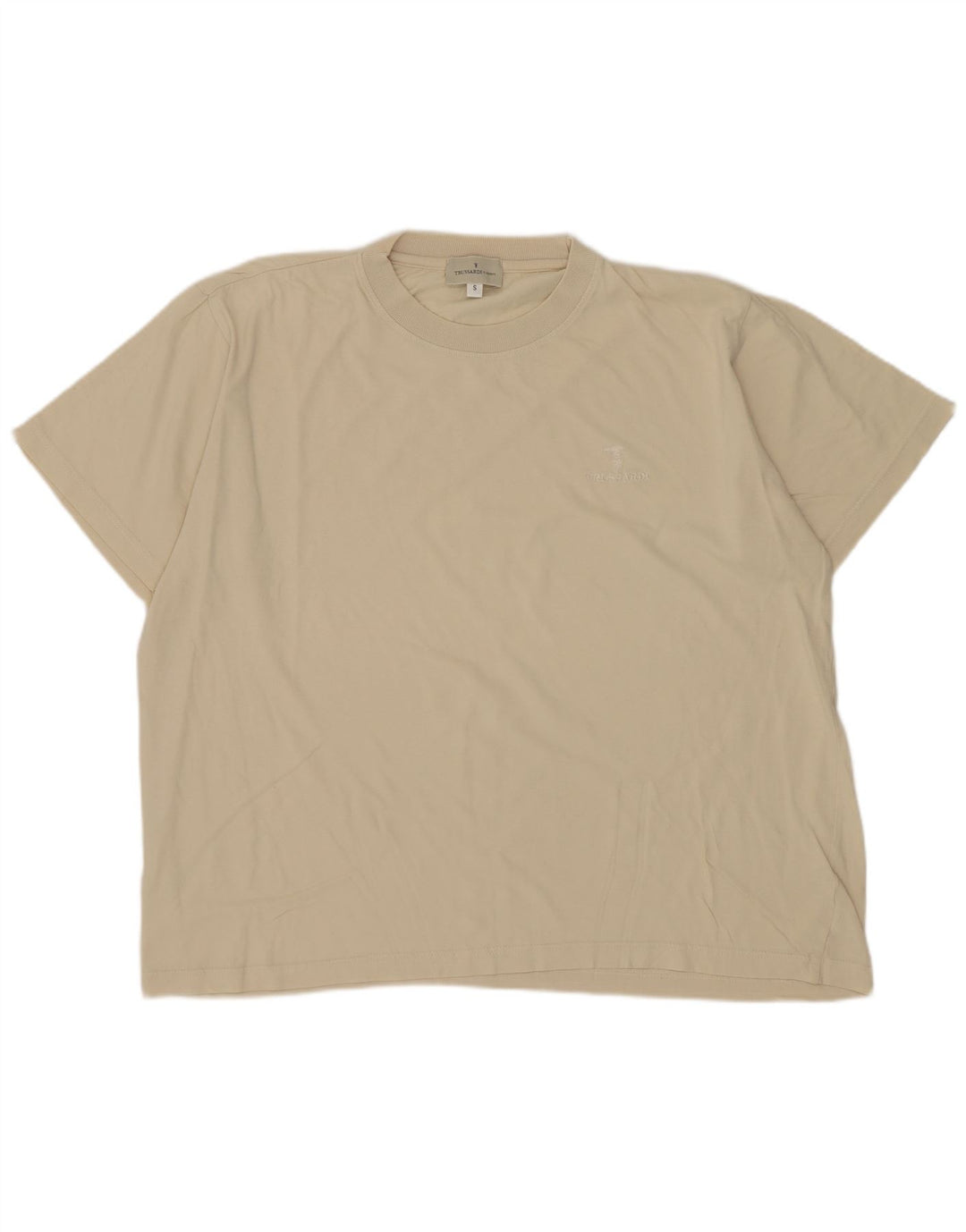 Trussardi Mens T-Shirt Top Small Beige Cotton