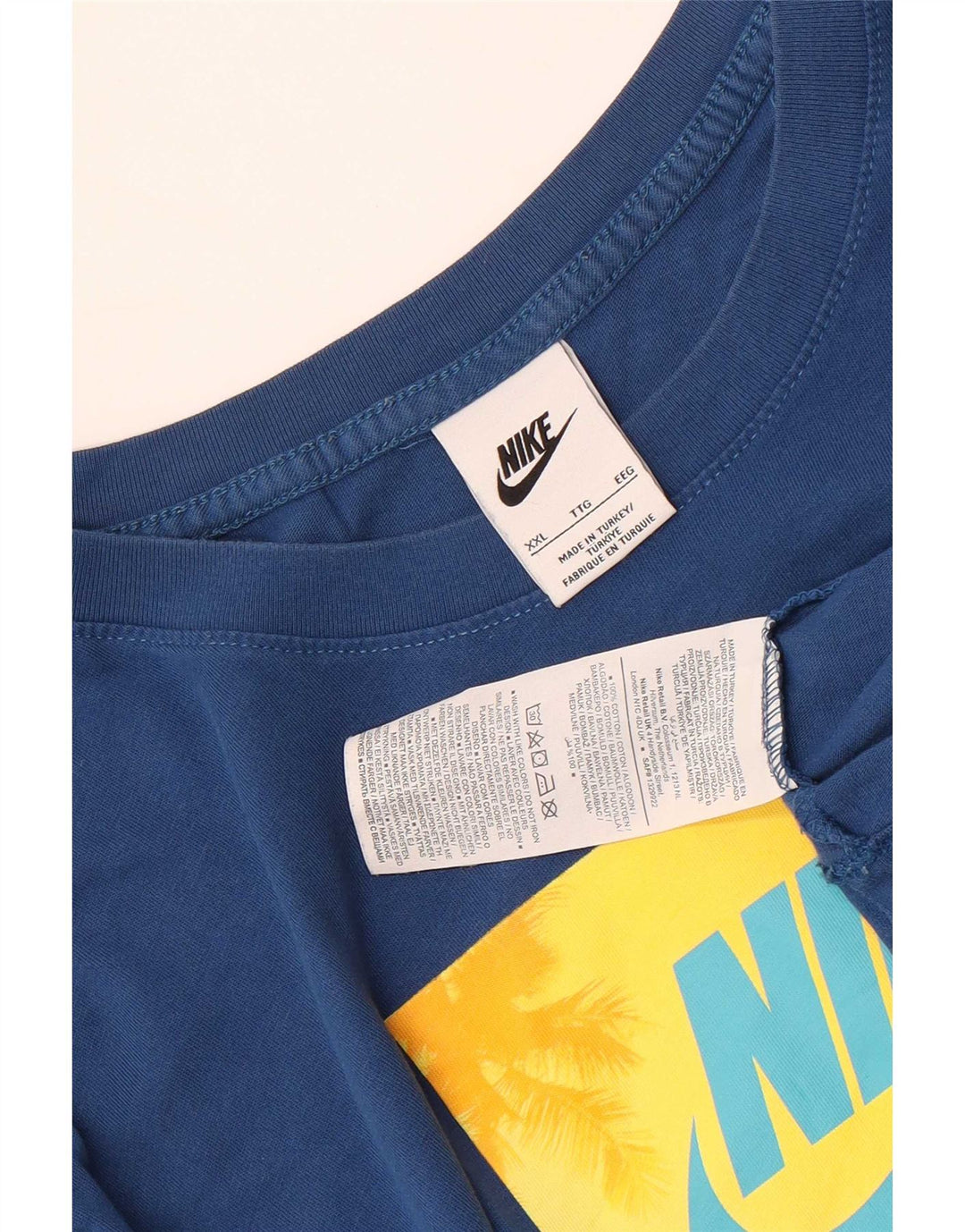 Nike Mens Graphic T-Shirt Top 2XL Blue Cotton