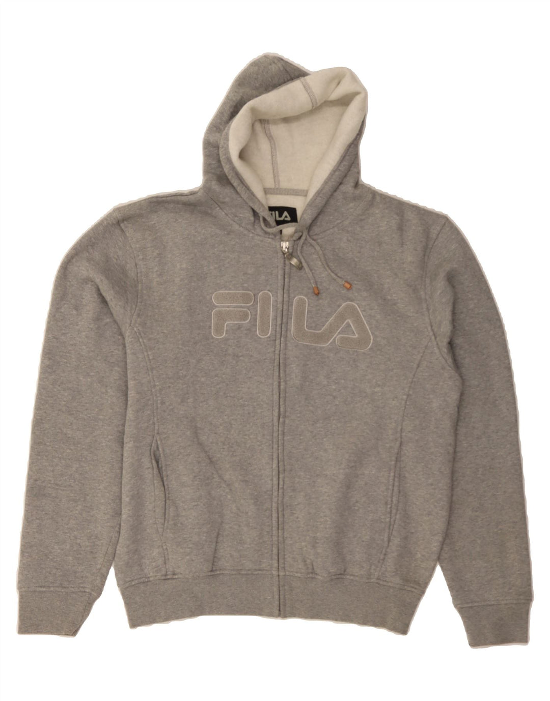 FILA Mens Graphic Zip Hoodie Sweater Large Grey Cotton Vintage Fila and Second-Hand Fila from Messina Hembry 