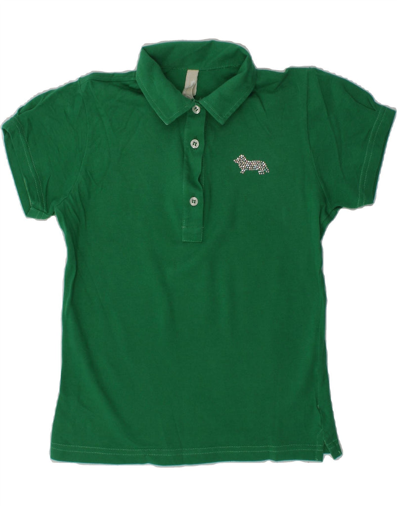 HARMONT & BLAINE Girls Polo Shirt 9-10 Years Green Cotton | Vintage Harmont & Blaine | Thrift | Second-Hand Harmont & Blaine | Used Clothing | Messina Hembry 