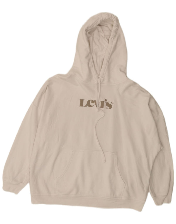 Levi's Mens Graphic Hoodie Jumper Large White Cotton