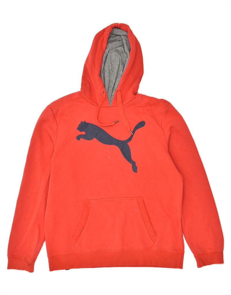 PUMA Mens Graphic Hoodie Jumper Large Red Cotton | Vintage Puma | Thrift | Second-Hand Puma | Used Clothing | Messina Hembry 