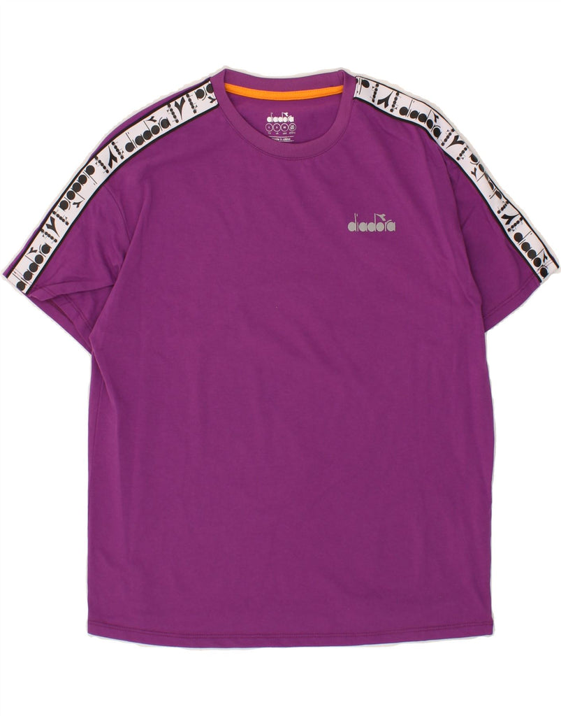 DIADORA Womens Graphic T-Shirt Top UK 10 Small Purple Colourblock Vintage Diadora and Second-Hand Diadora from Messina Hembry 