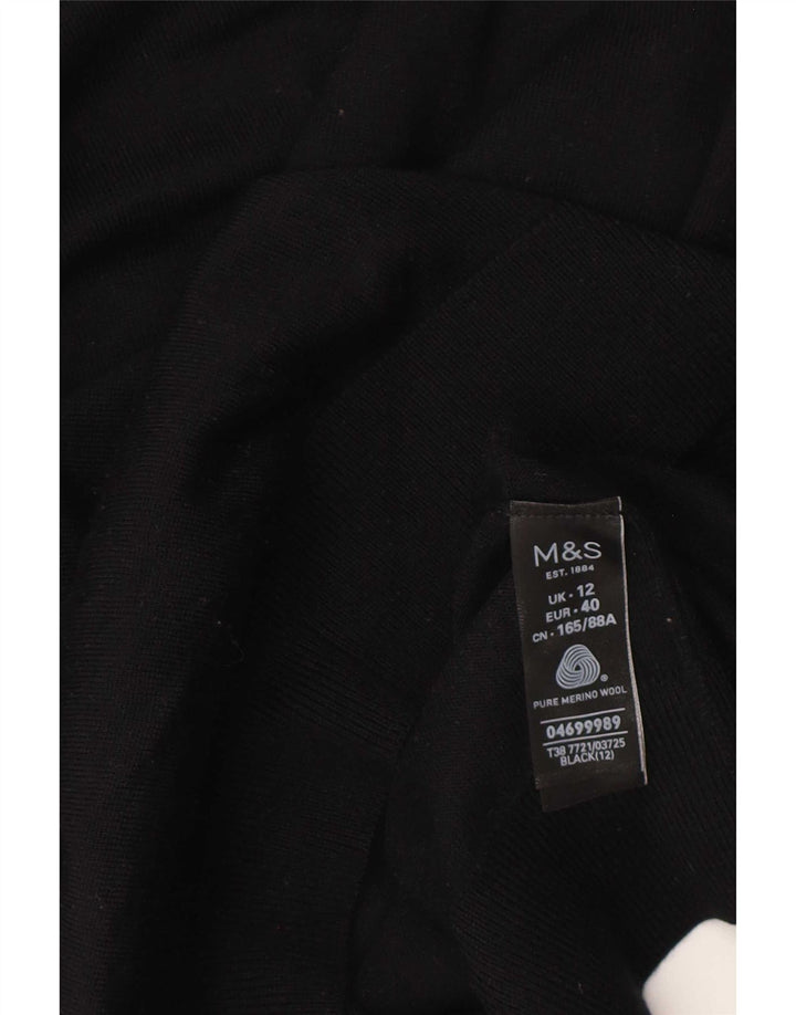 Marks & Spencer Womens Crew Neck Jumper Sweater UK 12 Medium Black Wool