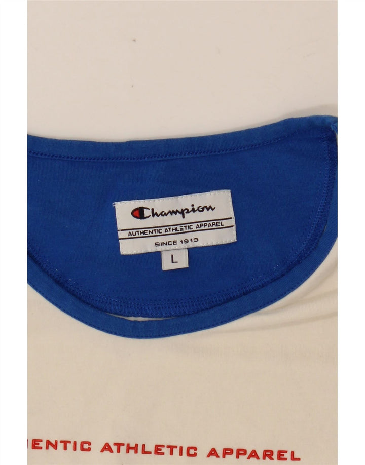 CHAMPION Womens Graphic Top Long Sleeve UK 14 Large White