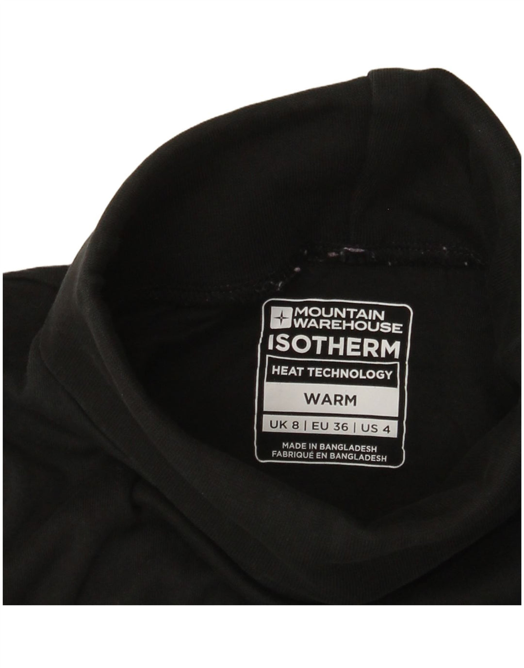 Mountain Warehouse Womens Roll Neck Top Long Sleeve UK 8 Small Black