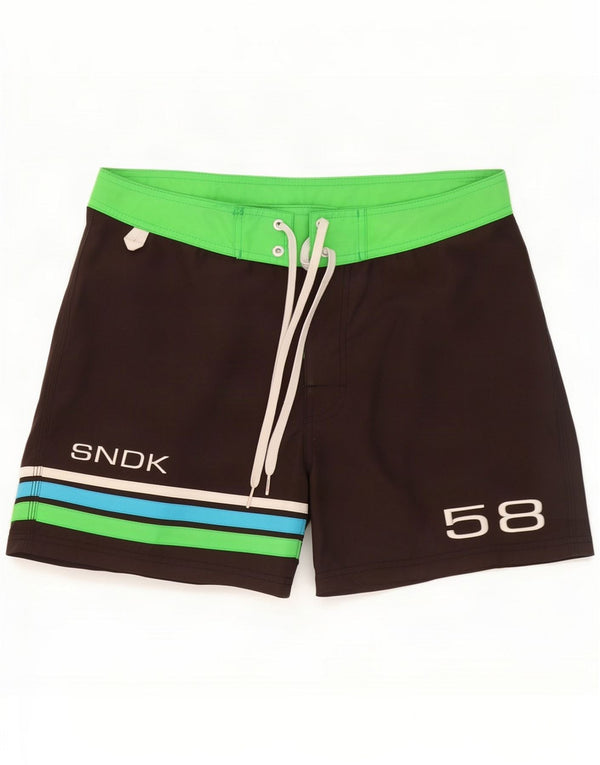 Sundek Mens Graphic Swimming Shorts Medium Black Colourblock Polyester