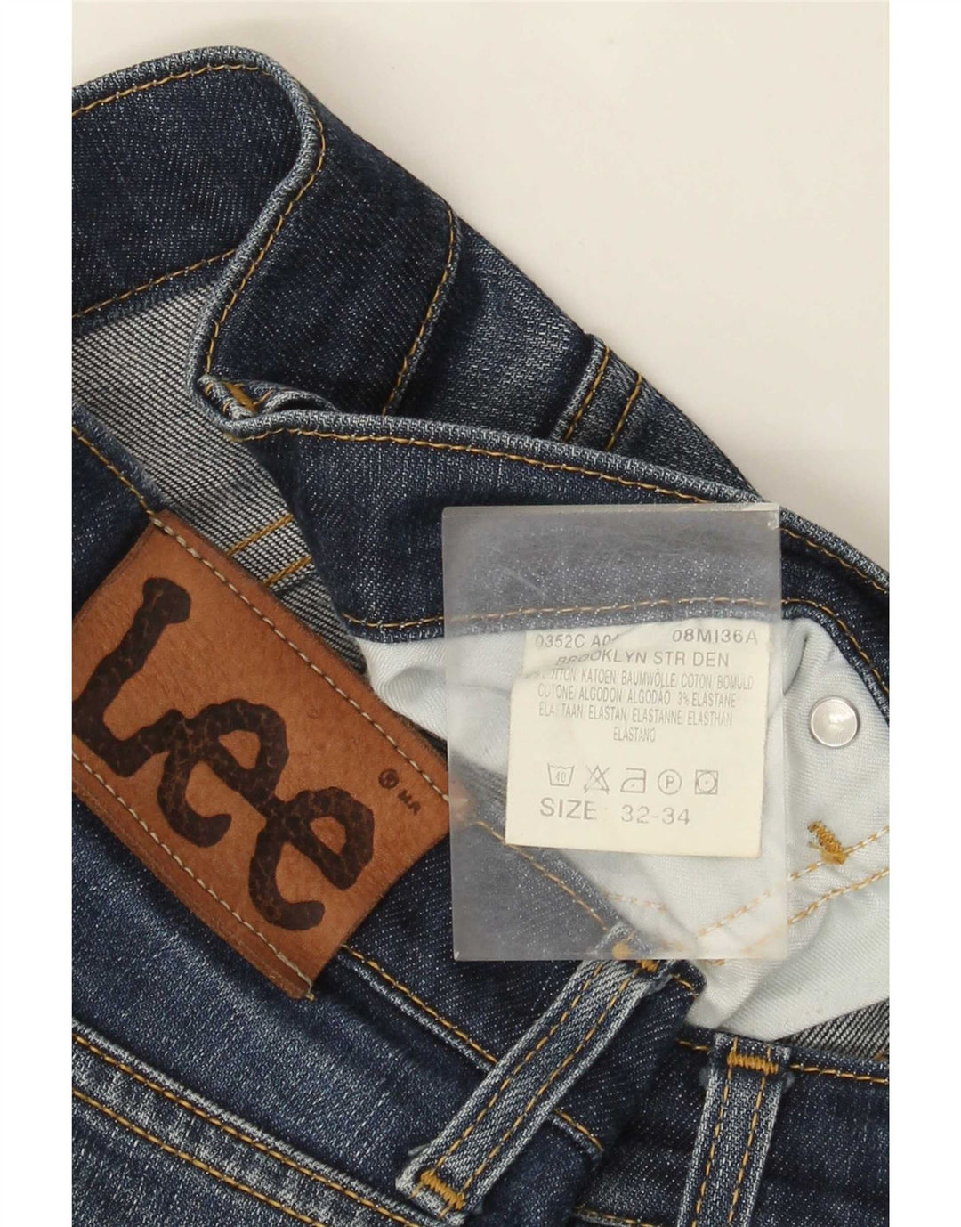Lee Mens Brooklyn Straight Jeans W32 L30 Blue Cotton