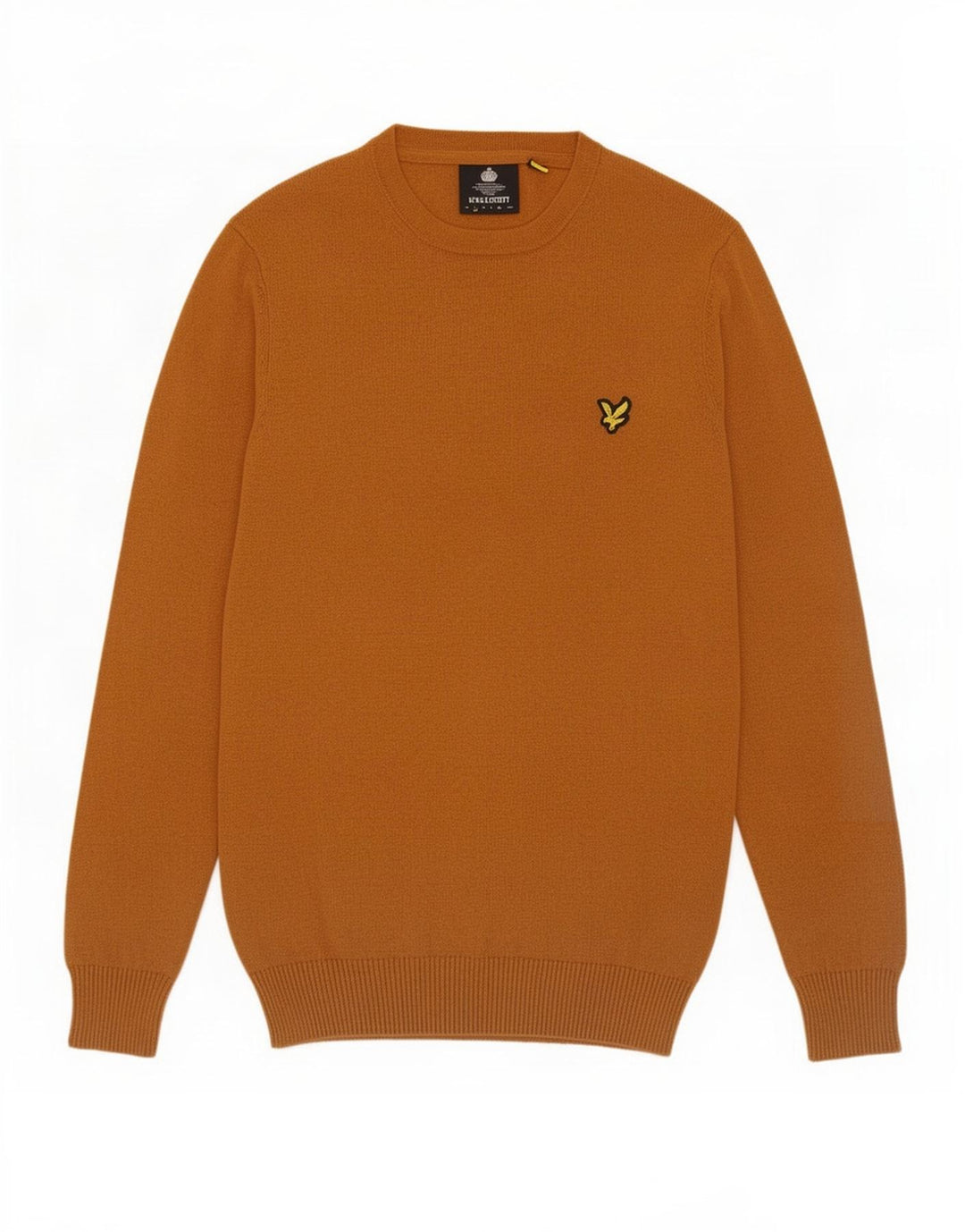 Lyle & Scott Mens Crew Neck Jumper Sweater Small Brown Cotton
