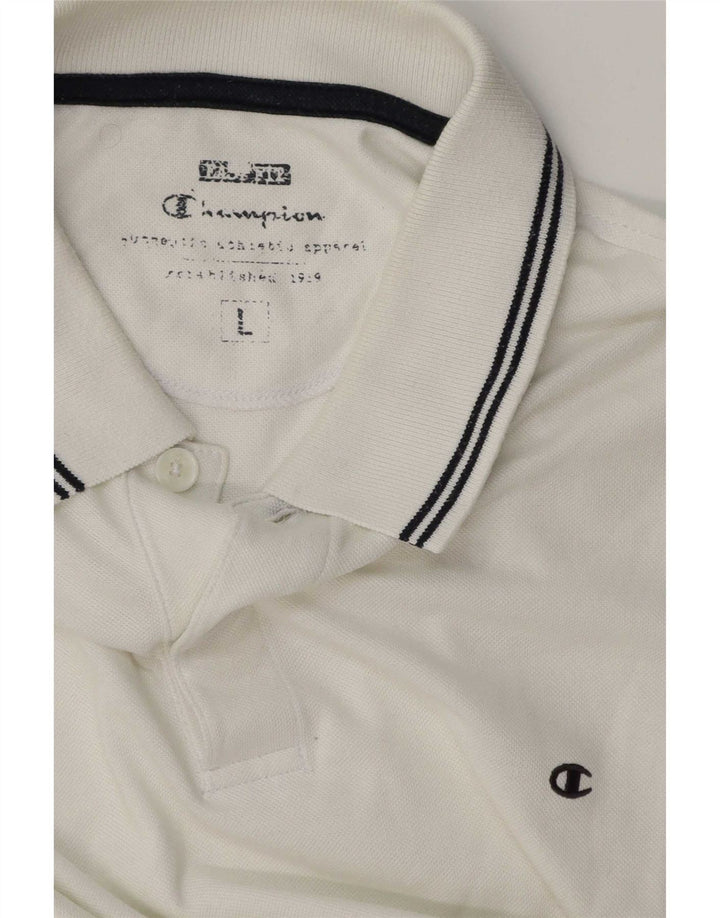 Champion Mens Polo Shirt Large White Striped