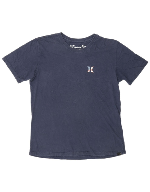 HURLEY Mens Graphic T-Shirt Top Medium Navy Blue Cotton