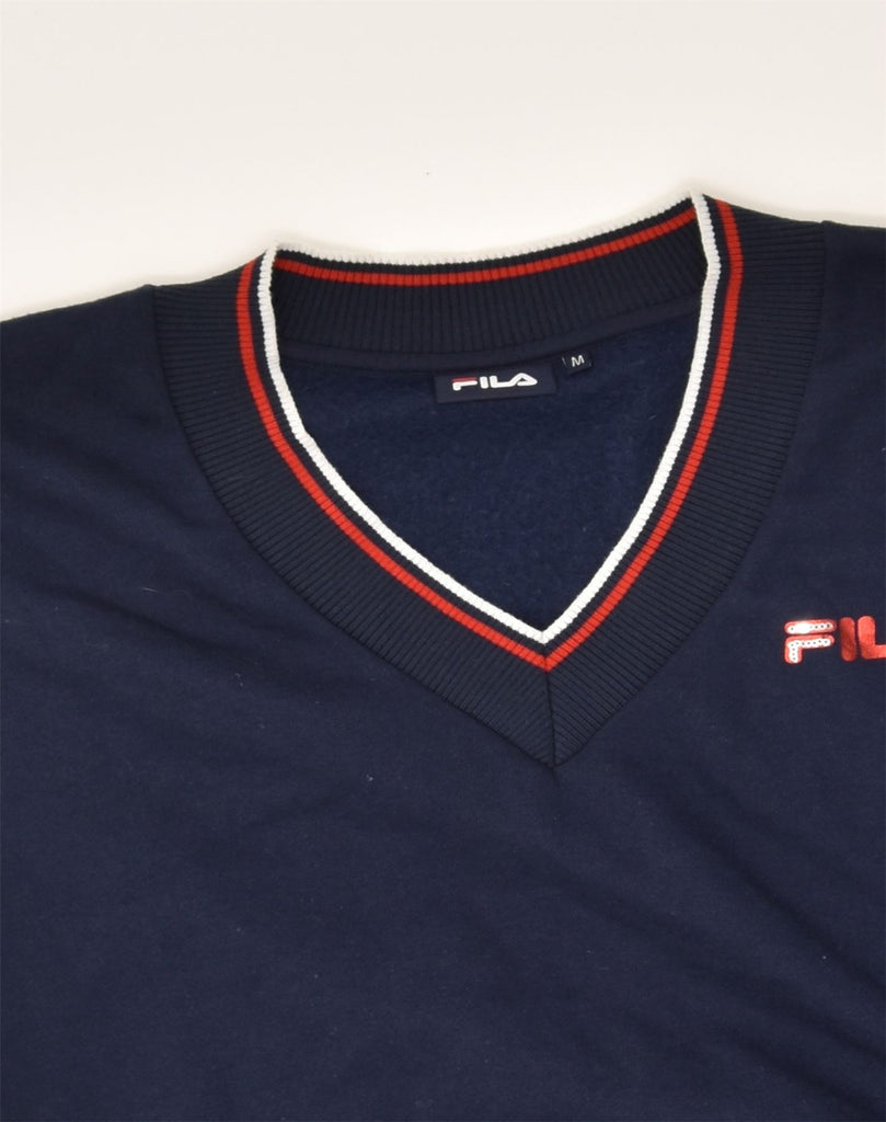 FILA Mens Sweatshirt Jumper Medium Navy Blue Cotton | Vintage Fila | Thrift | Second-Hand Fila | Used Clothing | Messina Hembry 