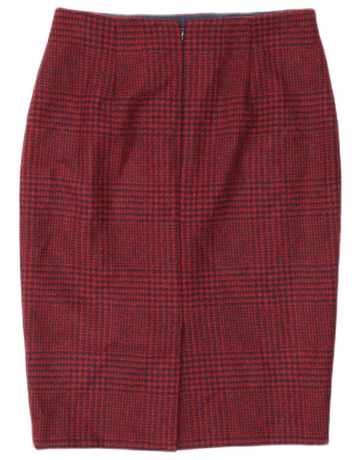 Hobbs Womens Pencil Skirt UK 10 Small W28 Red Houndstooth Wool