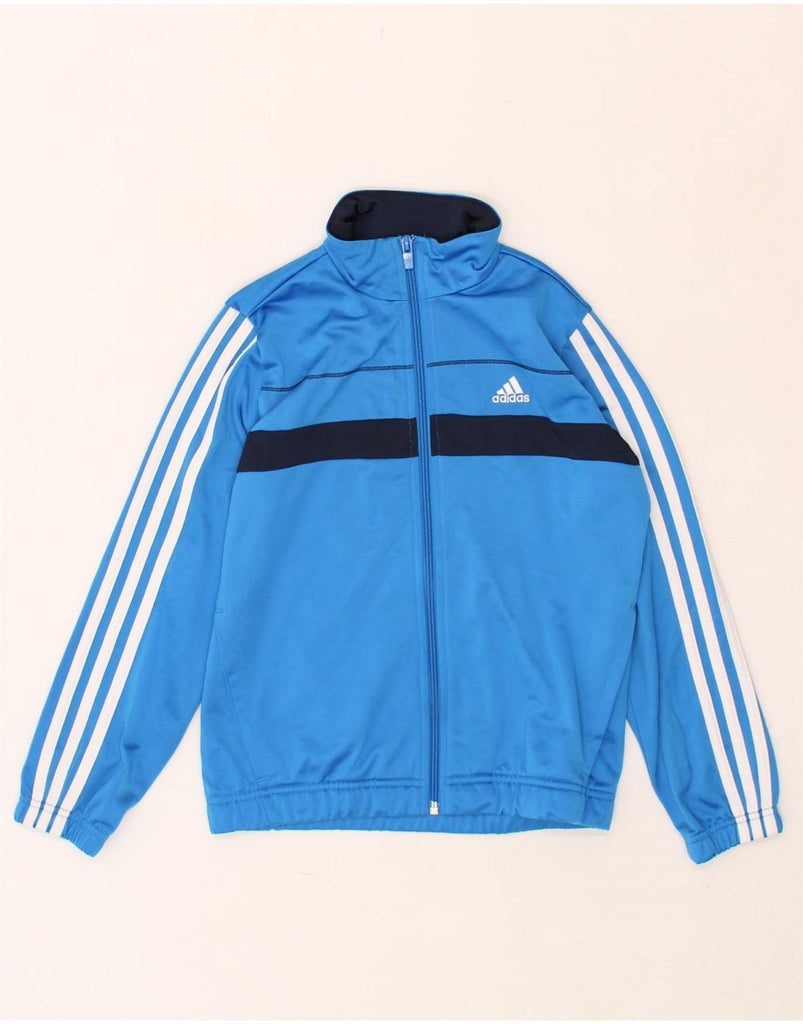 ADIDAS Boys Tracksuit Top Jacket 9-10 Years Blue Colourblock Polyester | Vintage Adidas | Thrift | Second-Hand Adidas | Used Clothing | Messina Hembry 