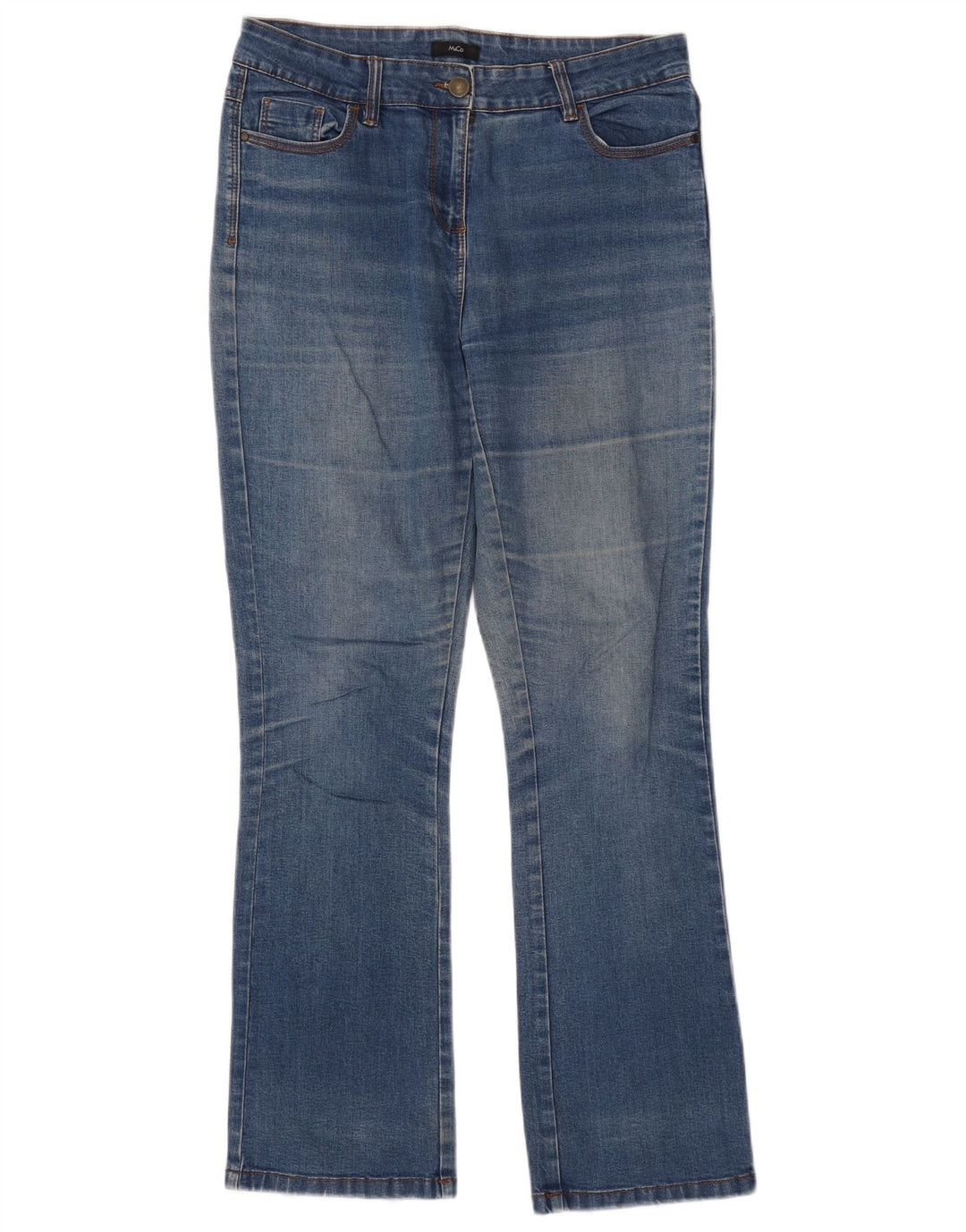 M&Co Womens Bootcut Jeans UK 10 Small W32 L31 Blue Cotton