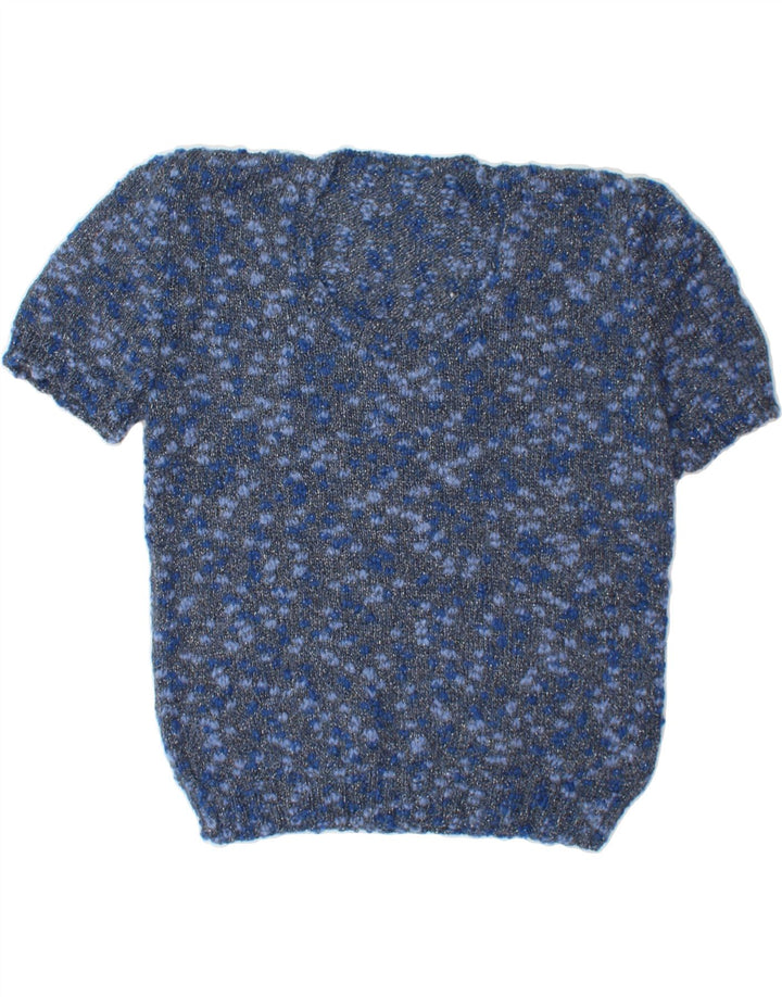 VINTAGE Womens Boat Neck Jumper Sweater UK 14 Medium Blue Flecked Vintage Vintage and Second-Hand Vintage from Messina Hembry 