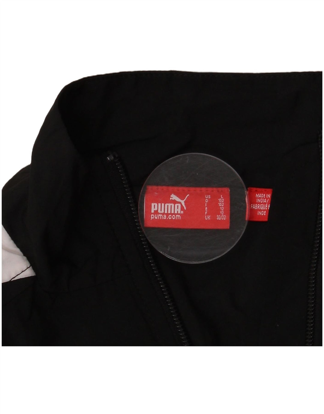 PUMA Boys Graphic Tracksuit Top Jacket 11-12 Years Black Colourblock