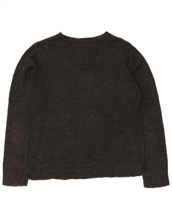 Marks & Spencer Womens Boat Neck Jumper Sweater UK 12 Medium Grey Acrylic