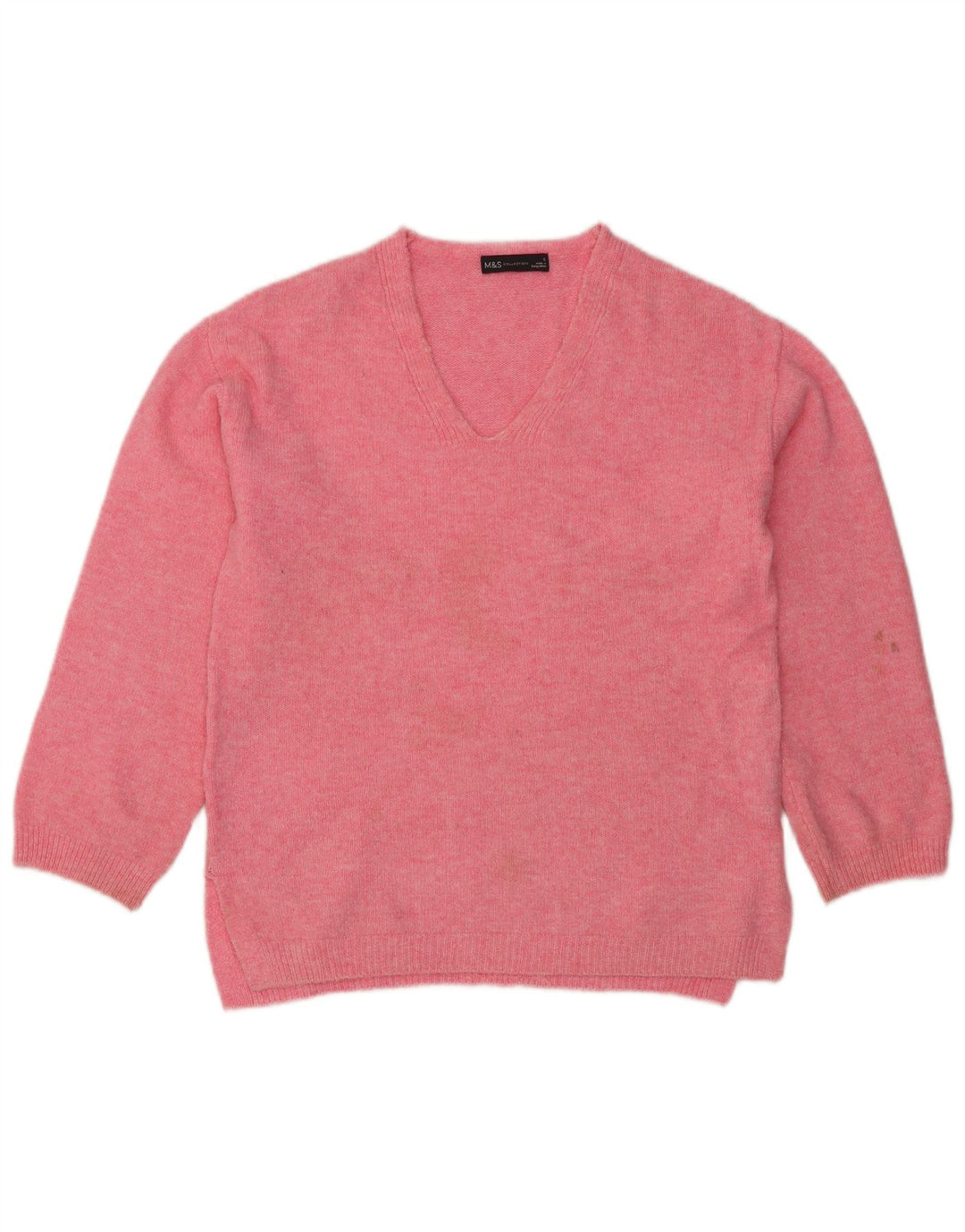 Marks & Spencer Womens V-Neck Jumper Sweater UK 10 Small Pink Flecked