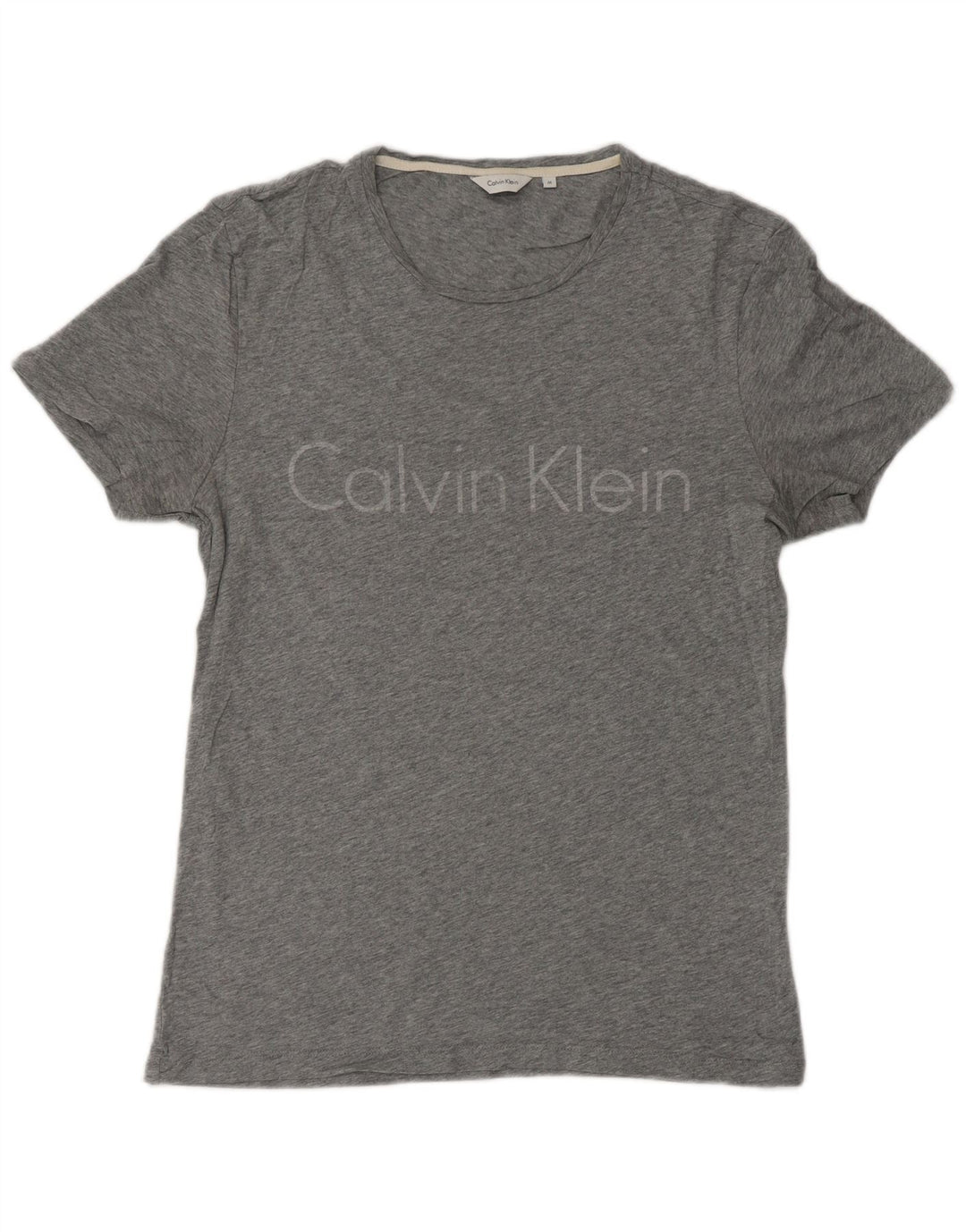 CALVIN KLEIN Mens Graphic T-Shirt Top Medium Grey Flecked Cotton