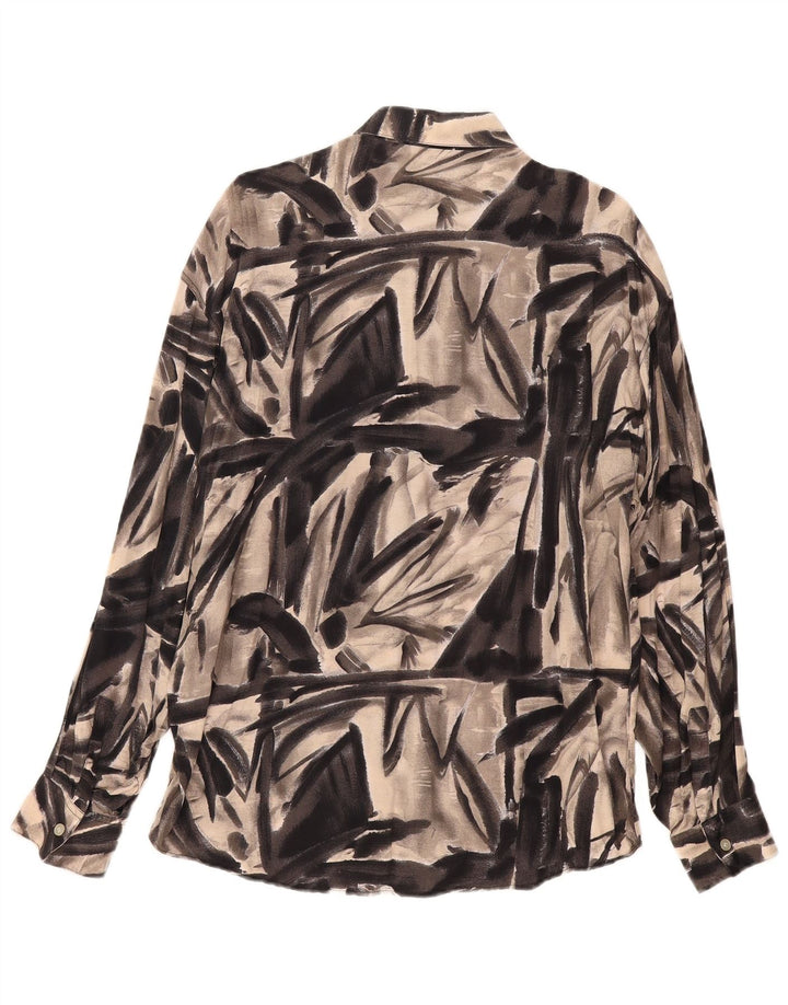 Vintage Mens Abstract Pattern Shirt Large Grey