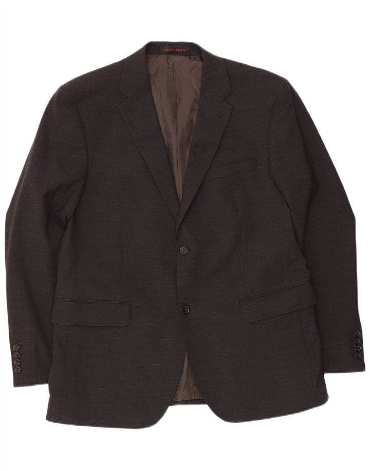 Jeff Banks Mens 2 Button Blazer Jacket UK 42 XL Grey Wool